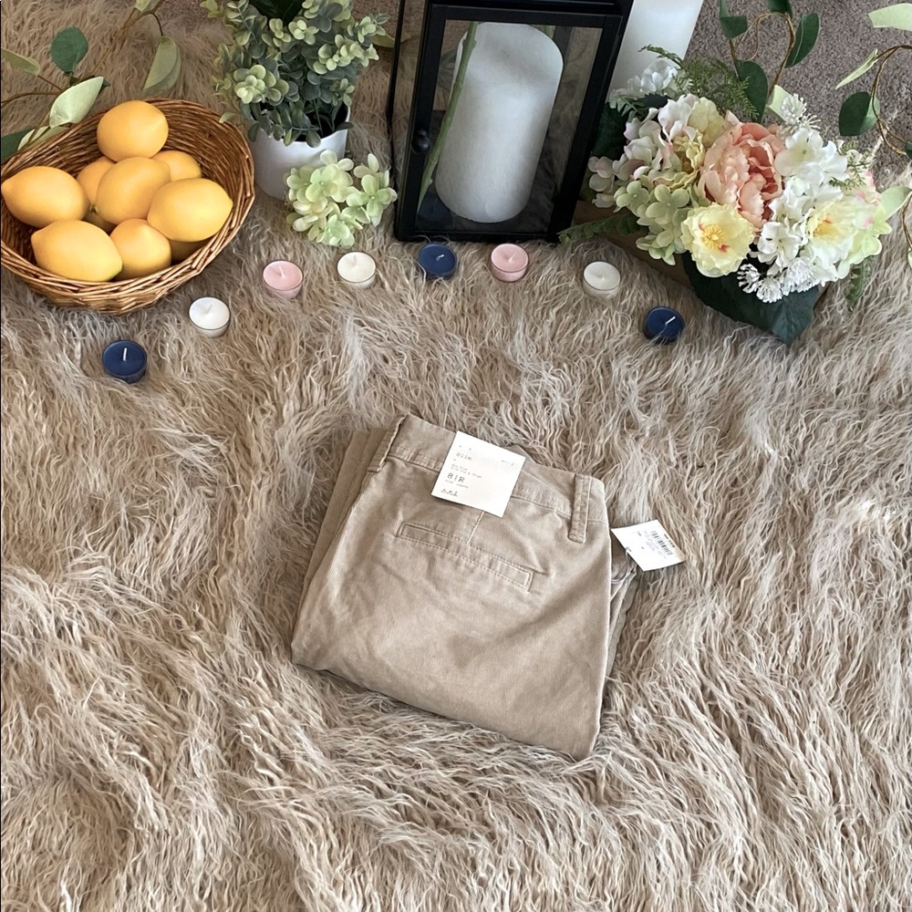 Mid High Rise Stretch Corduroy Pants